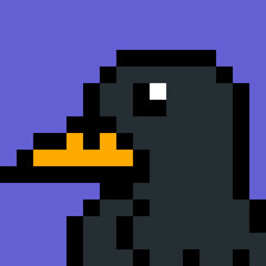 Pixel Art Illustration, Starling Bird Pixel Art Portrait 16px (Upscaled)