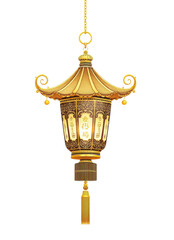 Fototapeta premium Gold lantern celebrating Chinese new year isolated on transparent background