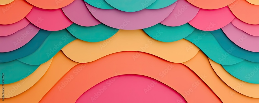 Poster rainbow abstract background concept. colorful layered paper shapes create a vibrant and artistic bac