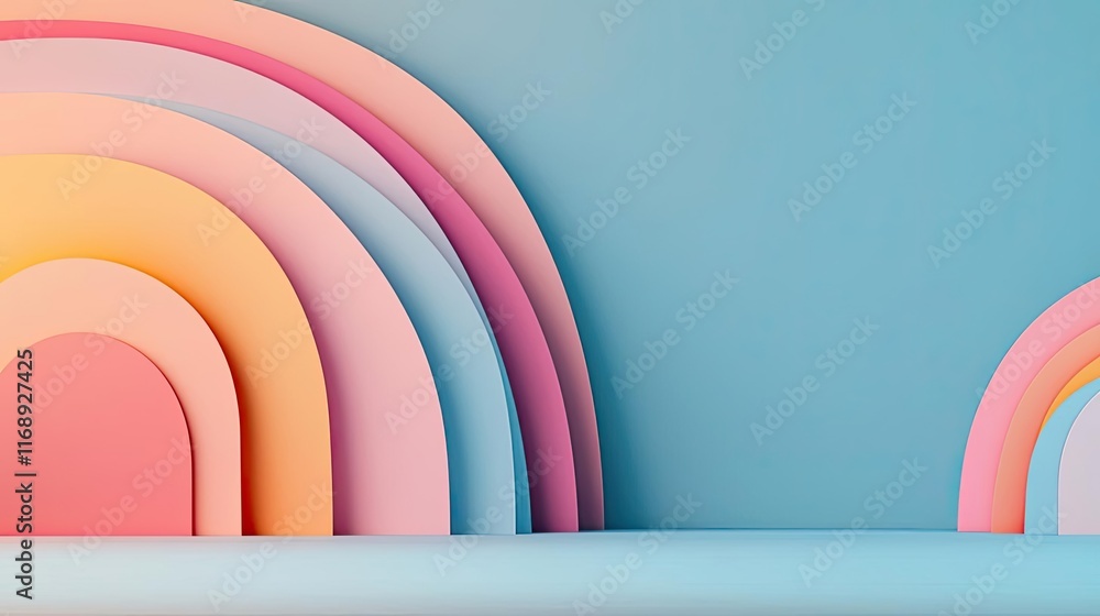 Poster rainbow abstract background concept. colorful layered paper shapes creating a modern abstract rainbo