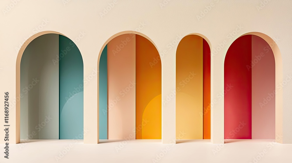 Aufkleber rainbow abstract background concept. vibrant archways create a modern, artistic display in a minimal