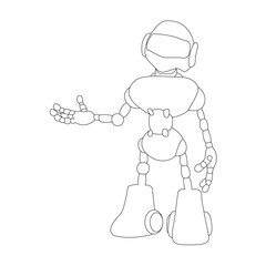 Robot image Line Art vector design. Robot image outline illustration design.
