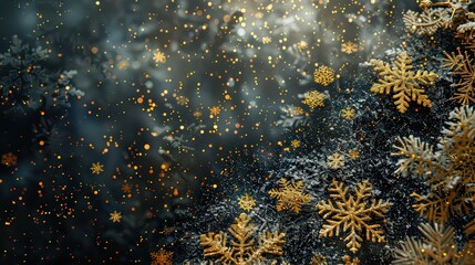 Greeting card Happy New Year. Beautiful holiday web banner or billboard with Golden sparkling text Happy New Year