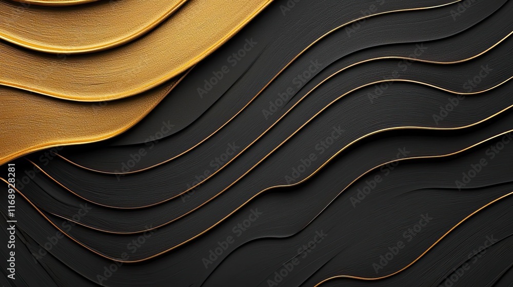 Aufkleber ink abstract background concept. abstract wave patterns in gold and black create a stunning modern d