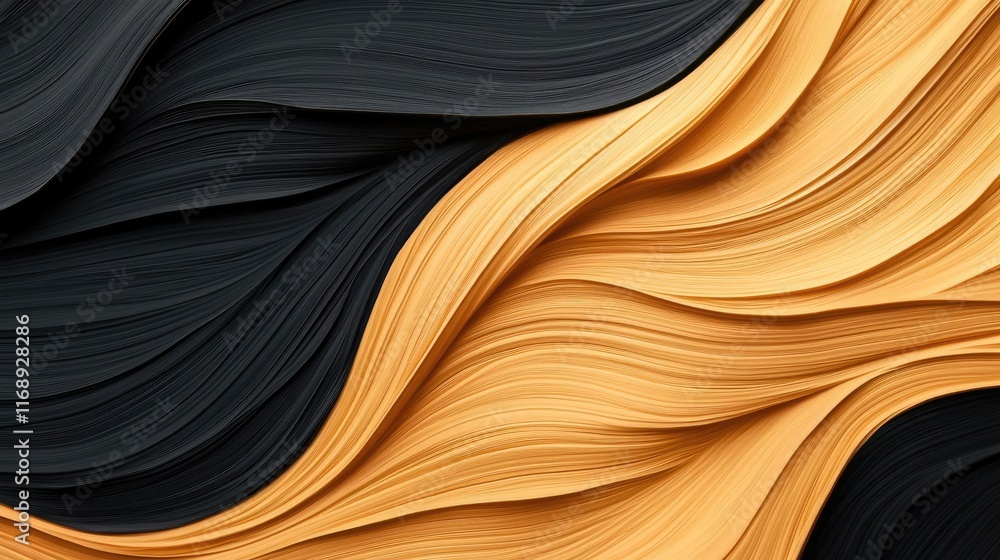 Poster ink abstract background concept. abstract waves in black and gold, perfect for modern design and cre