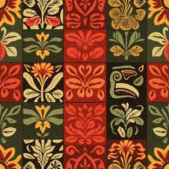 Autumnal Patchwork Textile Design 
