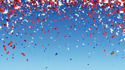 Patriotic Confetti Falling in Sky - Red, White, and Blue Confetti

