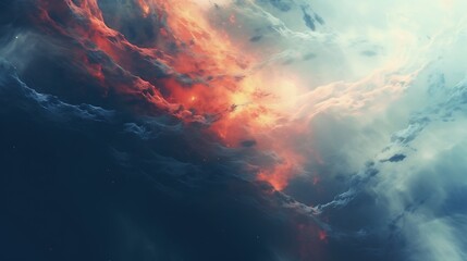 Celestial Nebula Fiery Cloudscape Cosmic Landscape