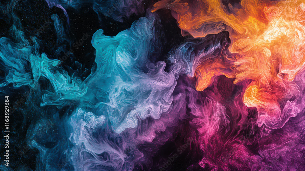 Poster vibrant abstract gradient with smooth transitions of colors, evoking emotion and depth