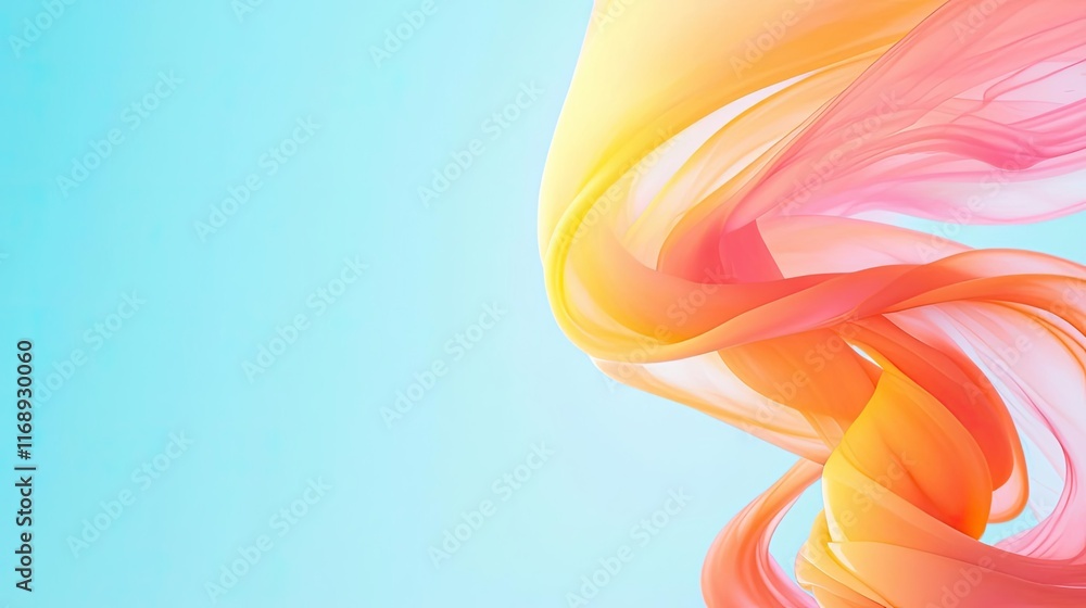 Poster ink abstract background concept. vibrant waves of color blending in an abstract design on a soft blu