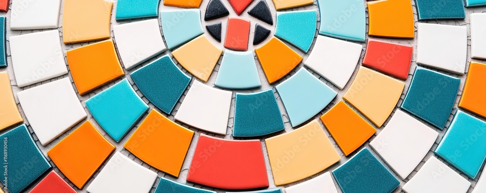 Poster mosaic abstract background idea. colorful mosaic design featuring circular patterns and vibrant tile