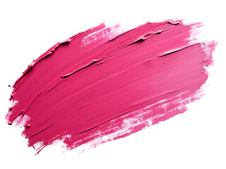 Pink acrylic oil paint brush stroke isolated on transparent background.