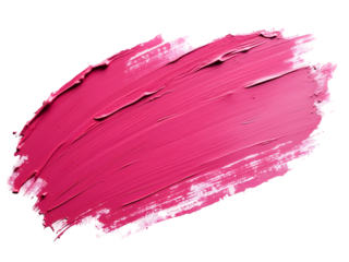 Pink acrylic oil paint brush stroke isolated on transparent background.