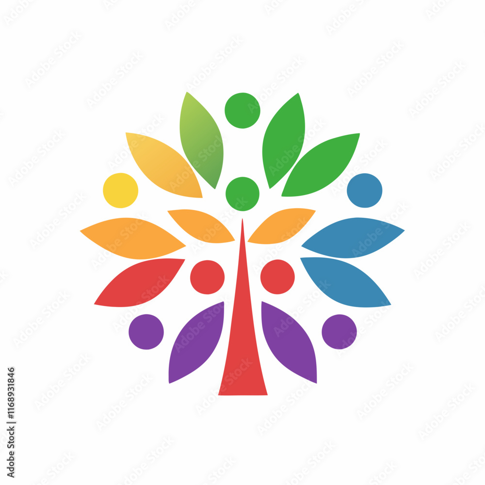 Poster colorful tree logo vector bundle with unique variations.