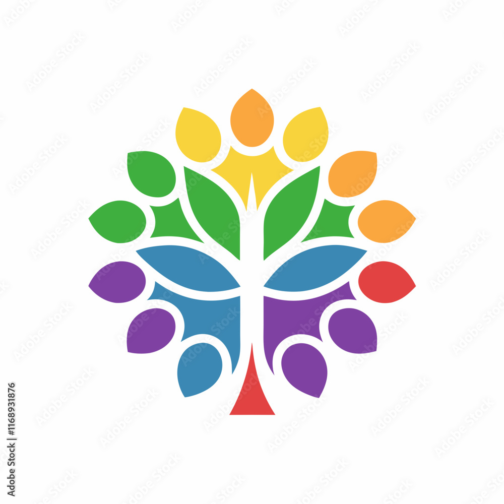 Poster colorful tree logo vector bundle with unique variations.