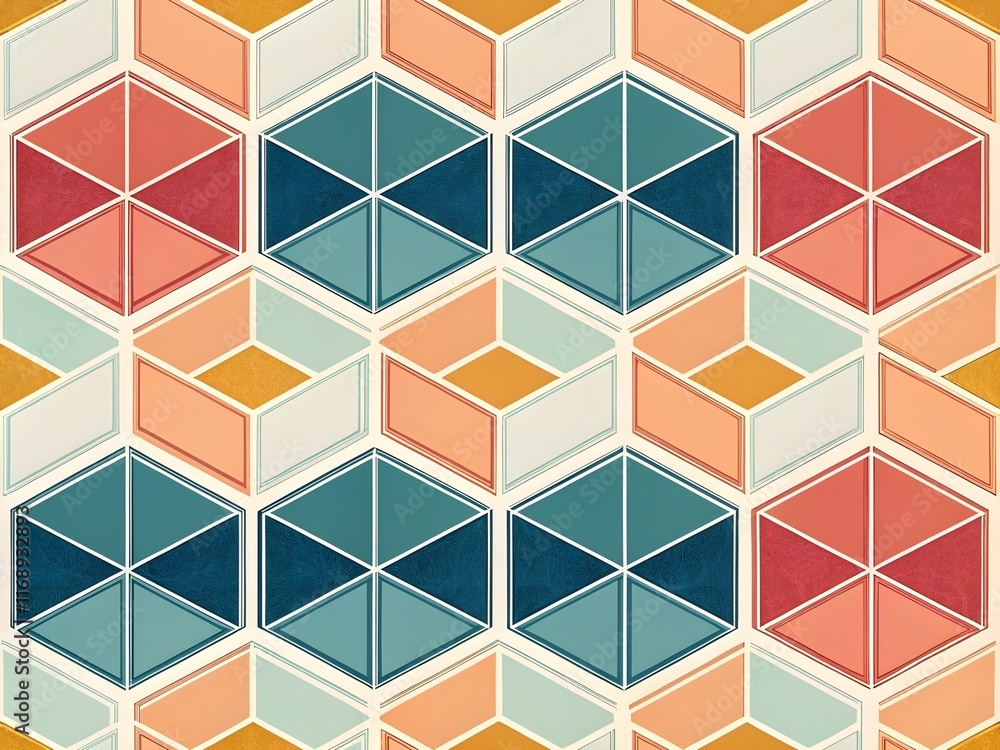 Poster geometric hexagonal pattern in vibrant colors
