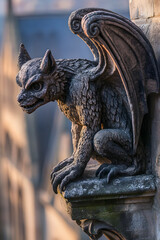 The Silent Guardian: A Gargoyle's Ancient Vigil Over the Modern Cityscape