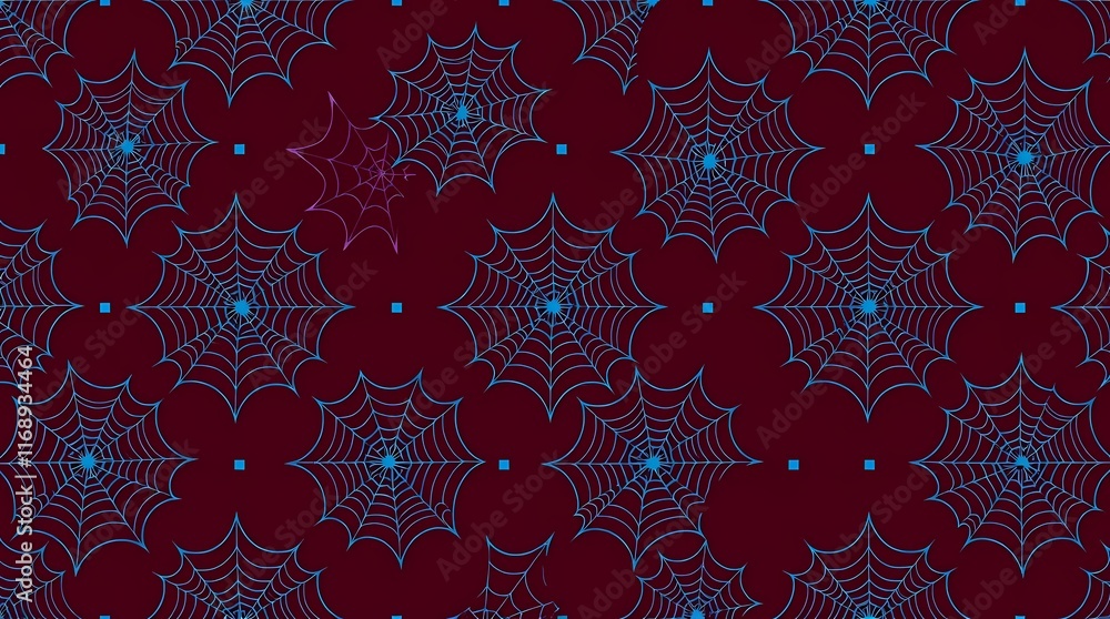 Poster spooky spiderweb pattern: a festive and eerie design featuring an intricate pattern of silver spider