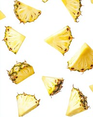 Naklejka premium Fresh and Juicy Pineapple Slices Aesthetic on White Background, Perfect for Food Styling, Summer Events, and Culinary Creations