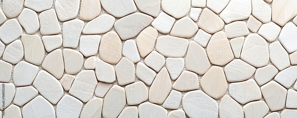 Poster mosaic abstract background idea. a close-up view of textured white stones arranged in a stylish patt