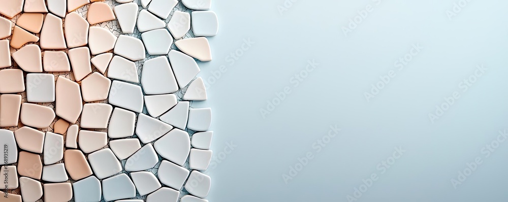 Poster mosaic abstract background idea. a mosaic wall featuring geometric patterns and soft color tones for