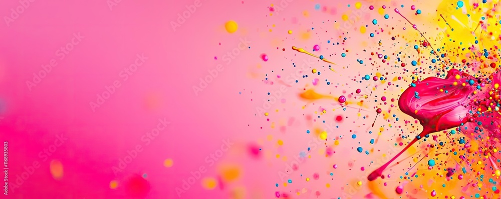 Poster ink abstract background concept. vibrant paint splash creating a colorful explosion against a soft p