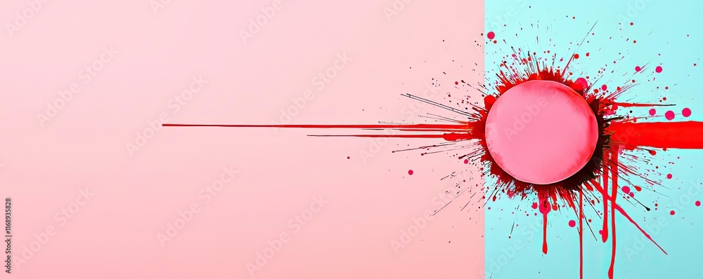 Poster ink abstract background concept. vivid red splash on pastel background creates an eye-catching desig