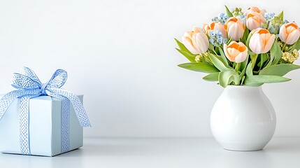 Pastel Tulips Bouquet  Gift Box  Spring Present