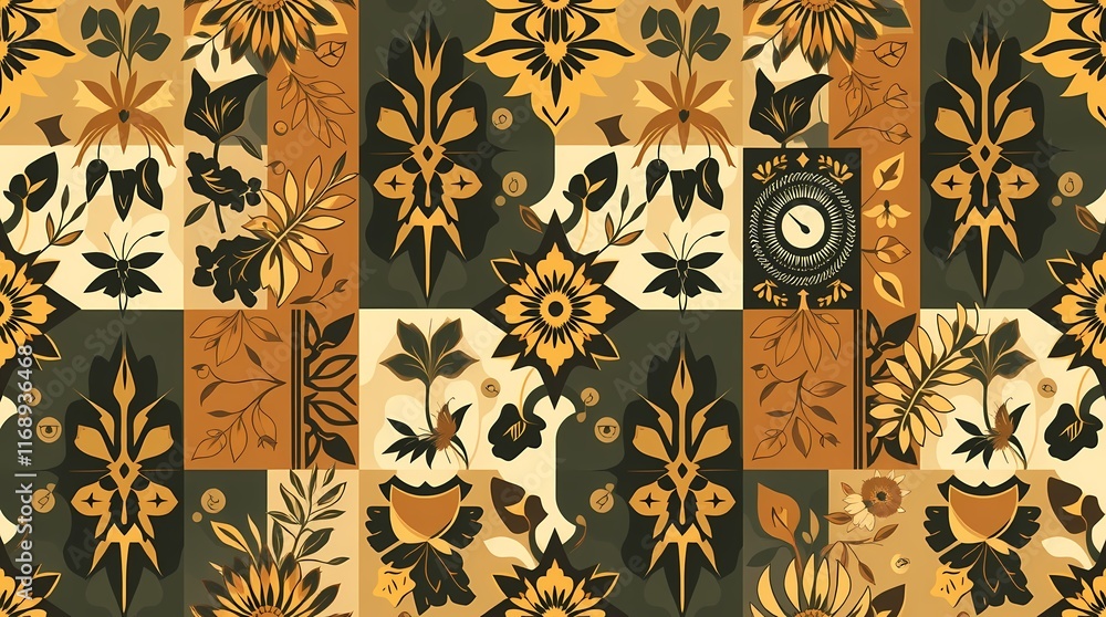 Poster autumnal tapestry: seamless pattern design