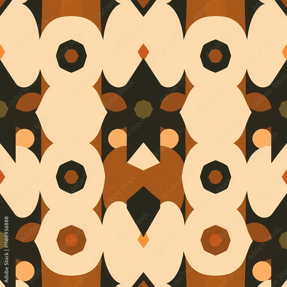 Poster geometric abstract pattern in earthy tones: a captivating seamless pattern featuring a bold, modern 