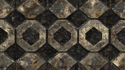 Fototapeta na wymiar Intricate gry design, exploring the luxurious fusion of black and brown tiles in a captivating pattern
