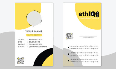 Modern Id Card With yellow or gray colors Absract Background