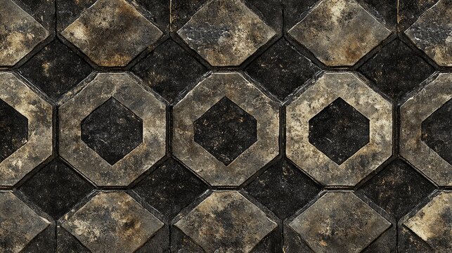 Intricate gry design, exploring the luxurious fusion of black and brown tiles in a captivating pattern