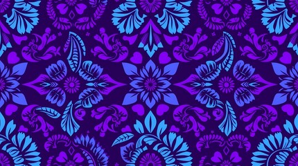 Royal Purple and Azure Damask Pattern 