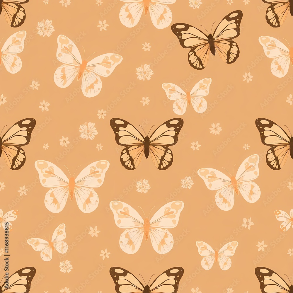 Poster butterfly pattern: a delicate and charming seamless pattern featuring a whimsical array of butterfli