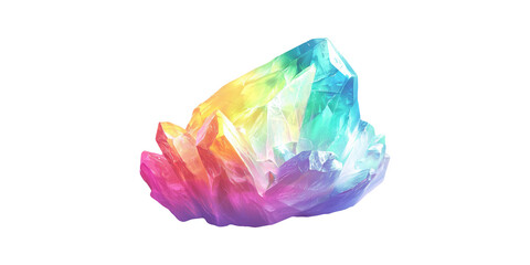 Fototapeta premium Colorful Crystal Rock Isolated on Transparent Background
