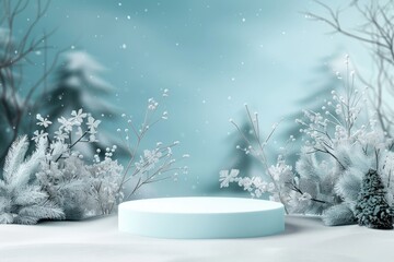 Minimalist peaceful elegant background with podium for product advertisement