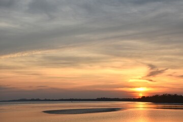 Naklejka premium landscape of sea on sunset at Son beach travel location in Thailand 