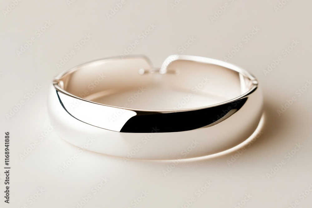 Poster a sleek bangle bracelet with a minimalist design, drawn with simple lines on a plain white canvas