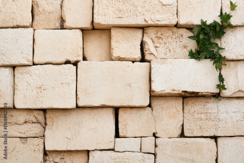 Poster A sleek, abstract representation of the Western Wall, using simple lines and subtle texture