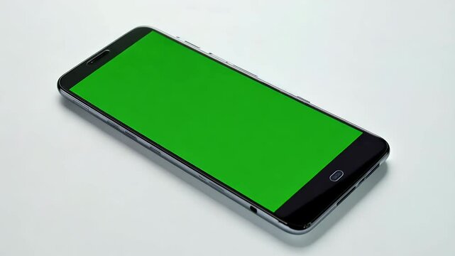 Top down animation phone vivid green screen showcasing seamless zoom looping effects ideal mobile app mockup presentations