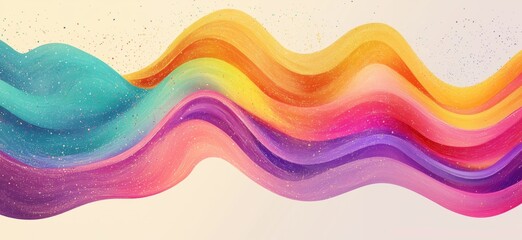 Colorful abstract waves with vibrant hues and glittery texture creating a dynamic visual flow, copy space for text