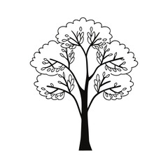 Black and white illustration of a  tree