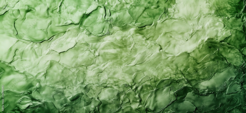 Poster Textured green abstract background resembling organic forms and natural elements, showcasing intricate patterns and layers, copy space for text
