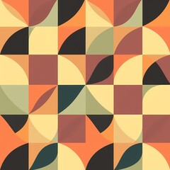 Autumnal Geometric Pattern: Warm earth tones and organic shapes create a mid-century modern design. Perfect for fall-themed projects, home decor, or fashion. 