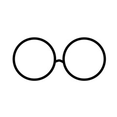 Illustration of a round frame glasses icon isolated on a white background.