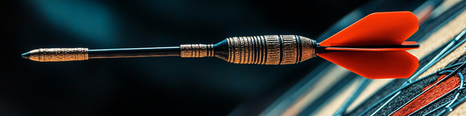 An intense close-up of a dart hitting the bullseye on a dartboard, highlighting precision and focus