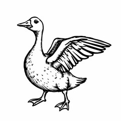 Goose with Spread Wings Illustration 