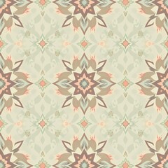 Pastel Floral Mandala Seamless Pattern 