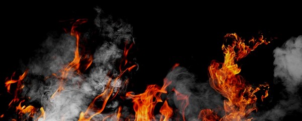 fire and smoke abstract with black background illustration 
